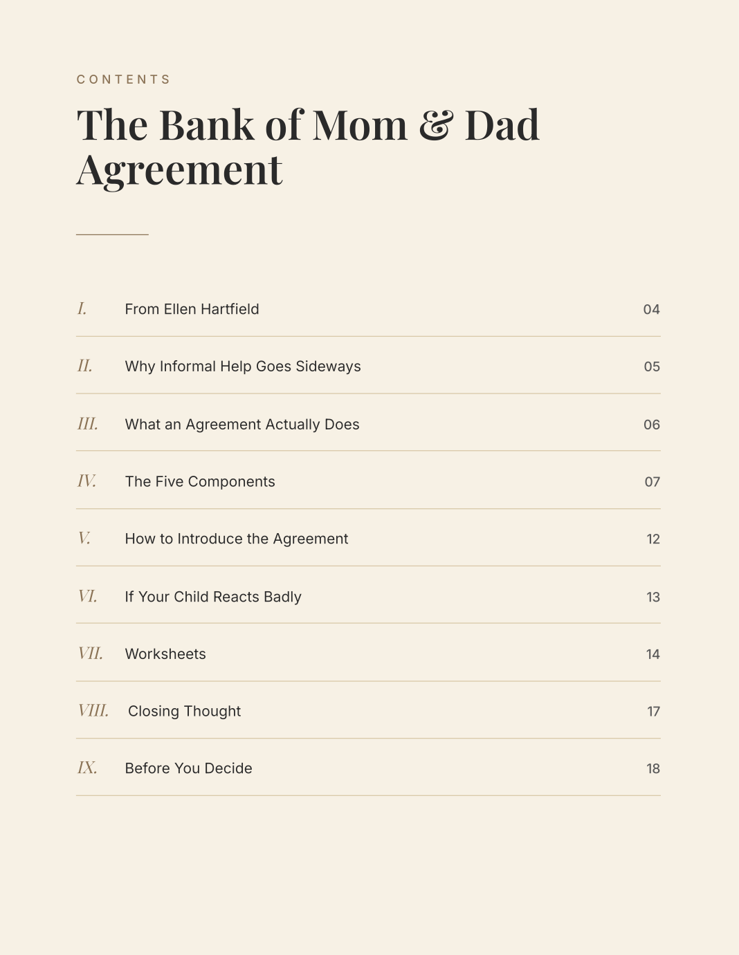The Family Launch System- The Bank of Mom & Dad Agreement